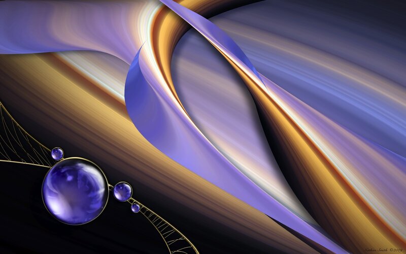 Abstract purple and gold swirls