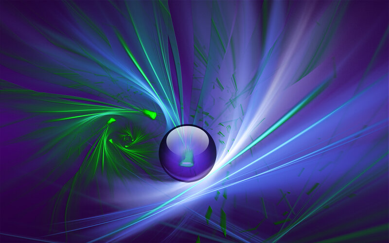 Abstract purple and green light sphere