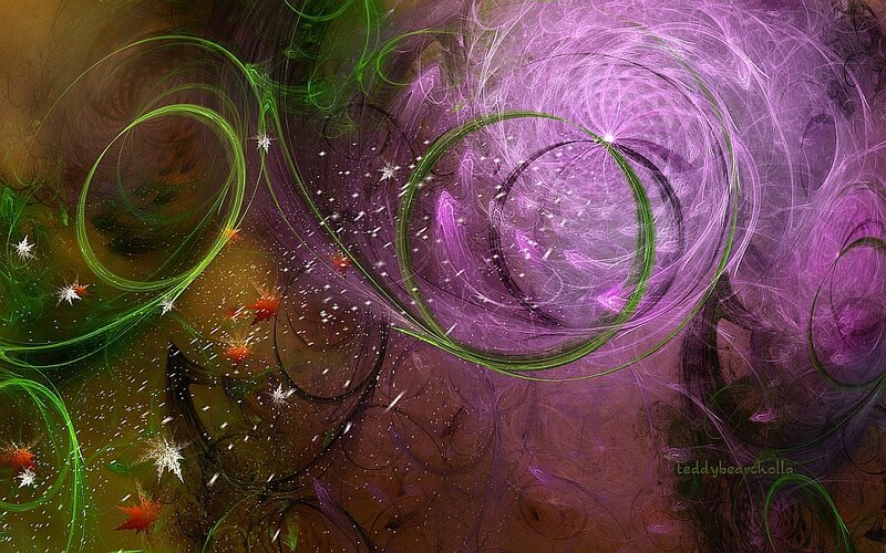 Abstract purple and green swirls