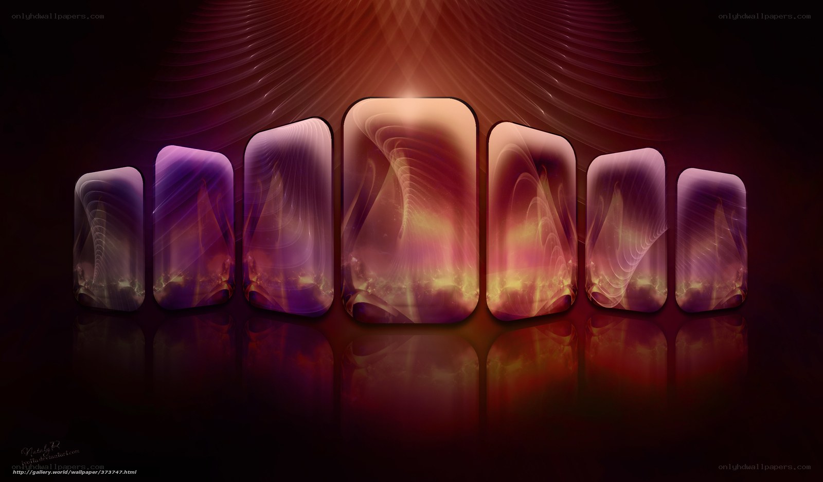 Abstract purple and orange light panels