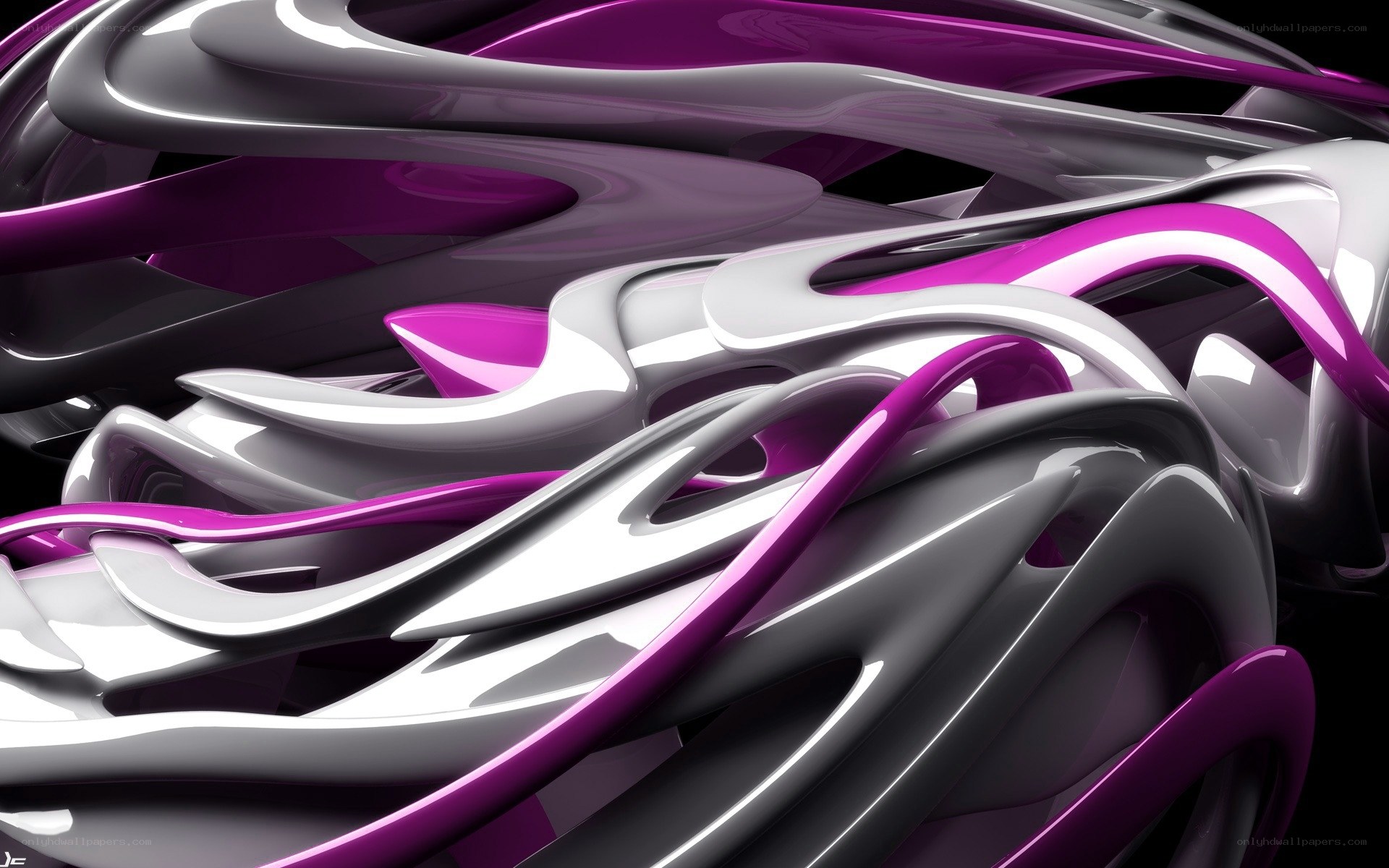 Abstract purple and silver swirls