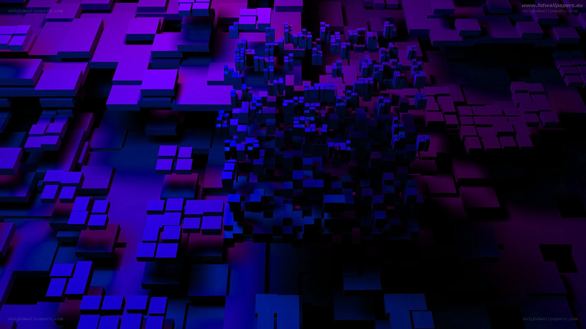 abstract purple cube landscape