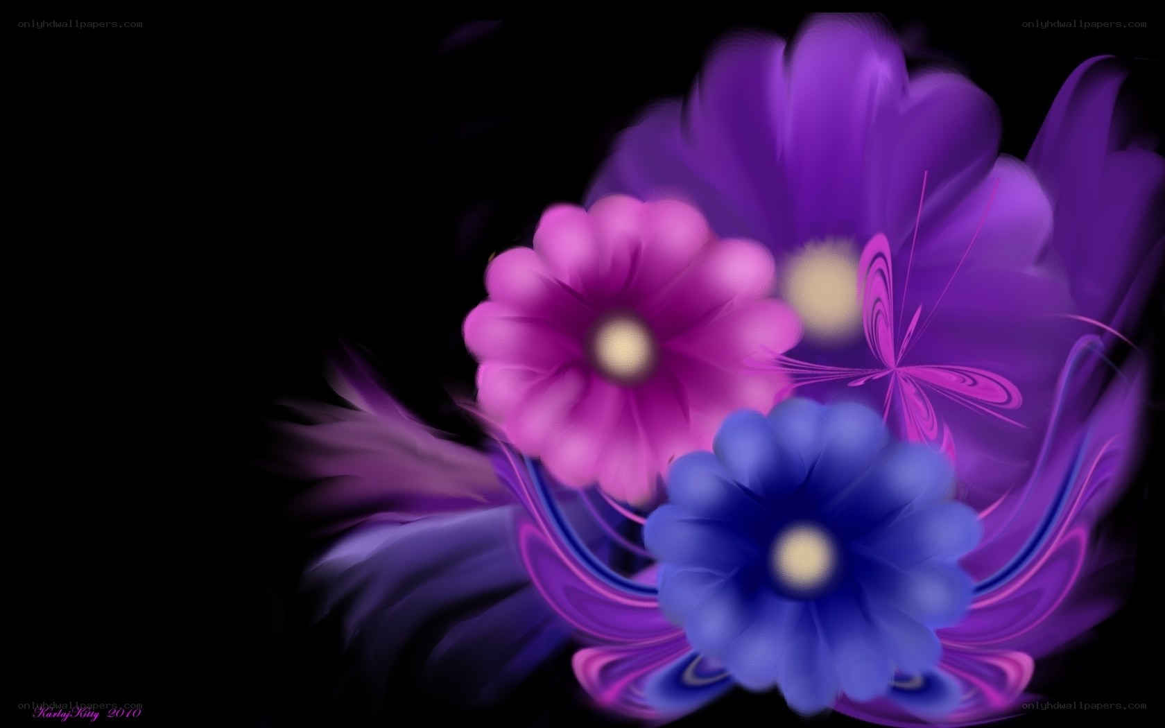 Abstract purple flower art