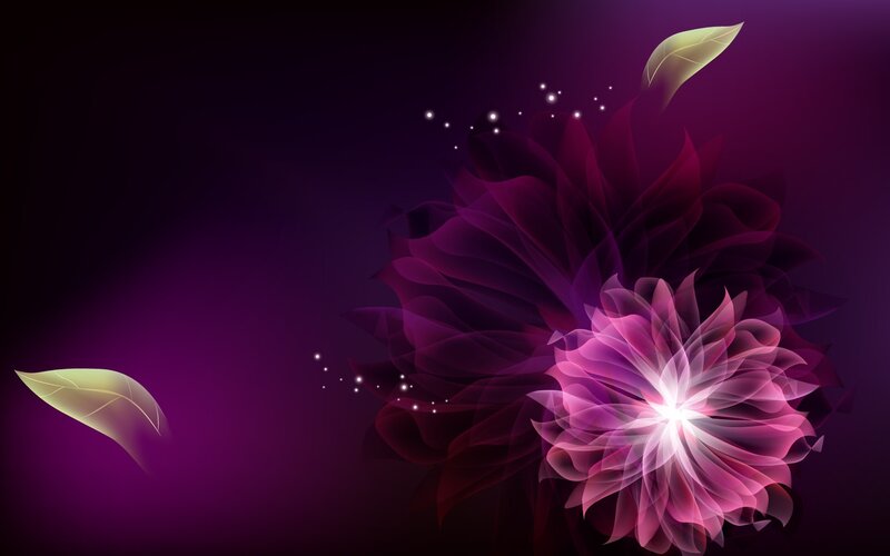 Abstract Purple Flower — Dreamy, Digital Art, Leaf