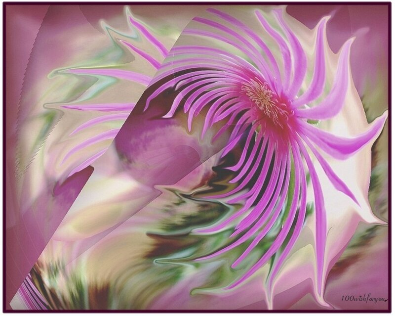 Abstract Purple Flower — Dreamy, Digital Art, Petals
