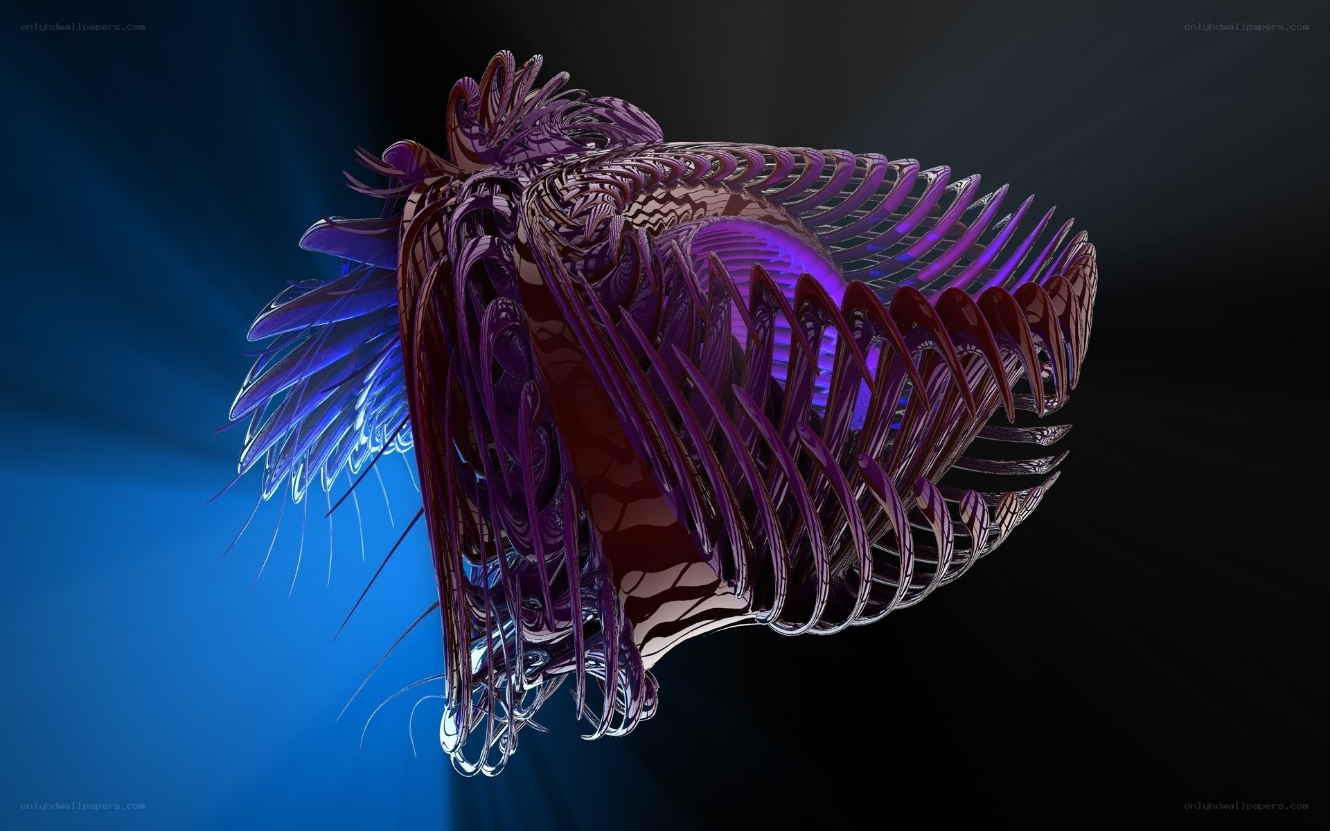 Abstract purple fractal sculpture