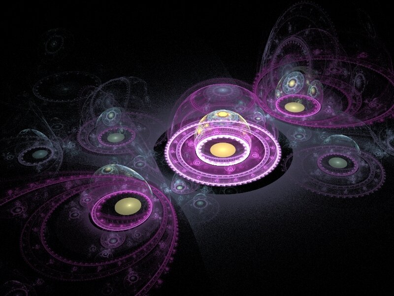 Abstract purple fractal spheres