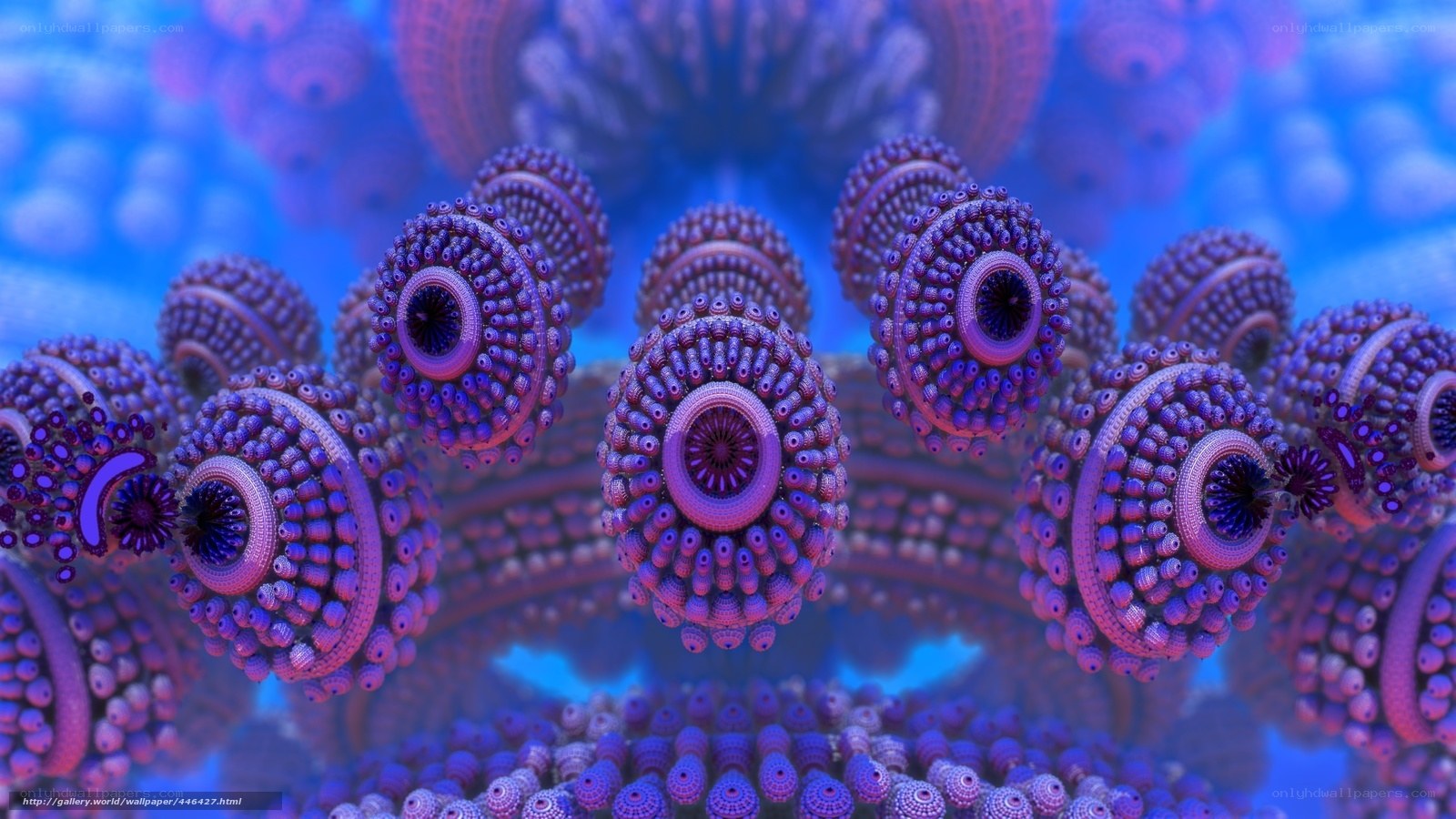 Abstract purple fractal structures