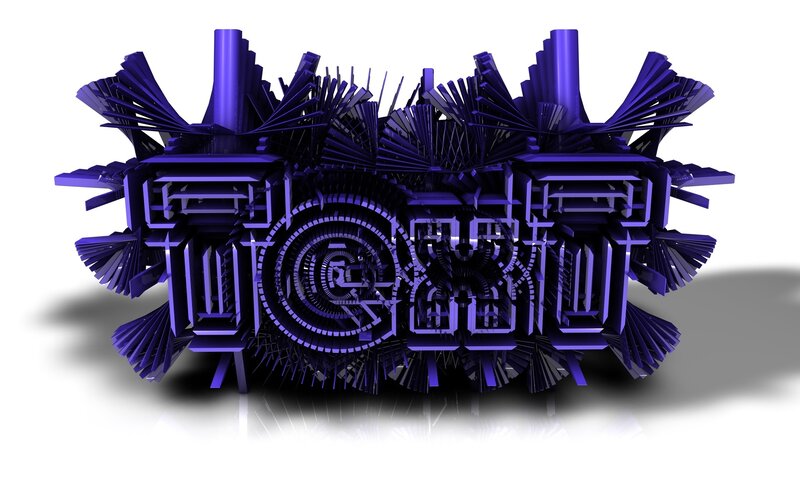abstract purple geometric sculpture