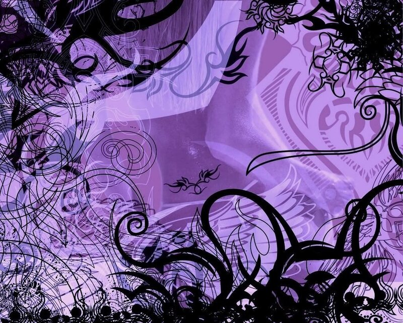 Abstract Purple Pattern — Dark, Digital Art, Black Swirls