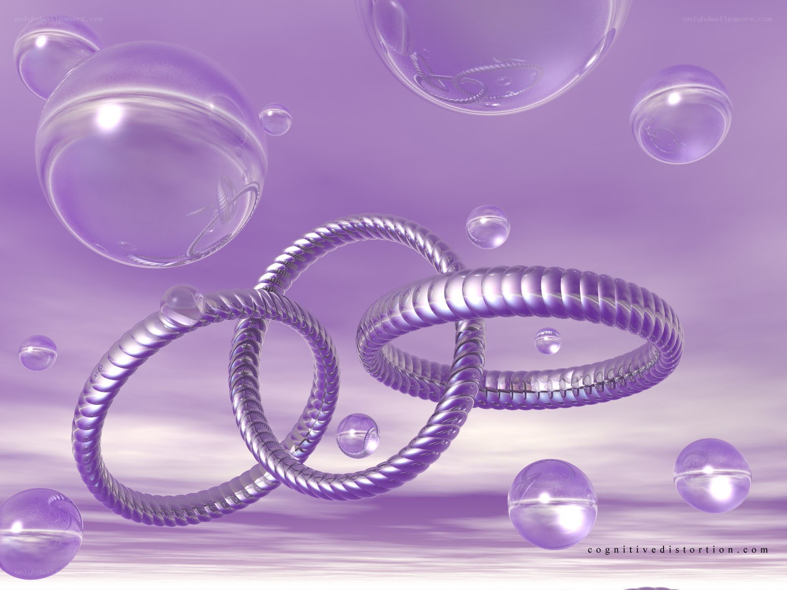 abstract purple rings and bubbles