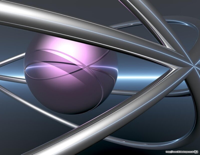 abstract purple sphere with metal rings