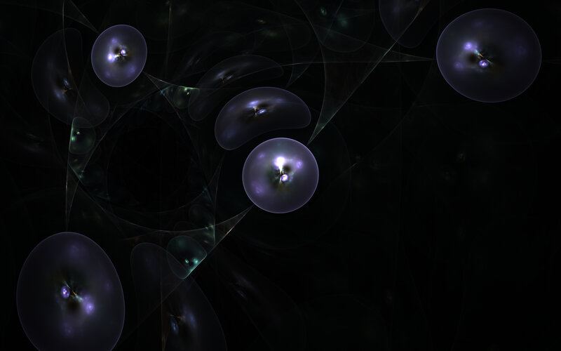 abstract purple spheres in dark space
