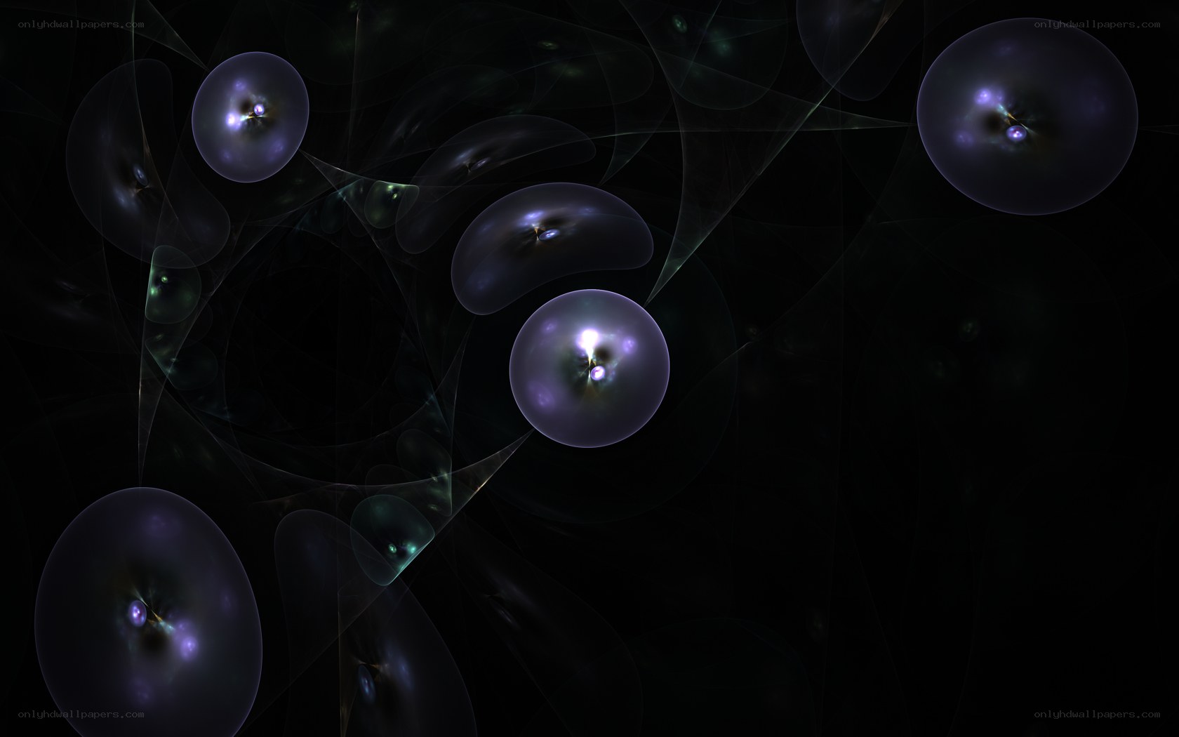 abstract purple spheres in dark space