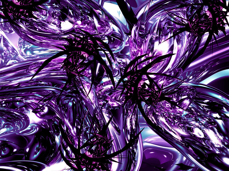 Abstract Purple Swirls — Dynamic, Digital Art, Black Spikes