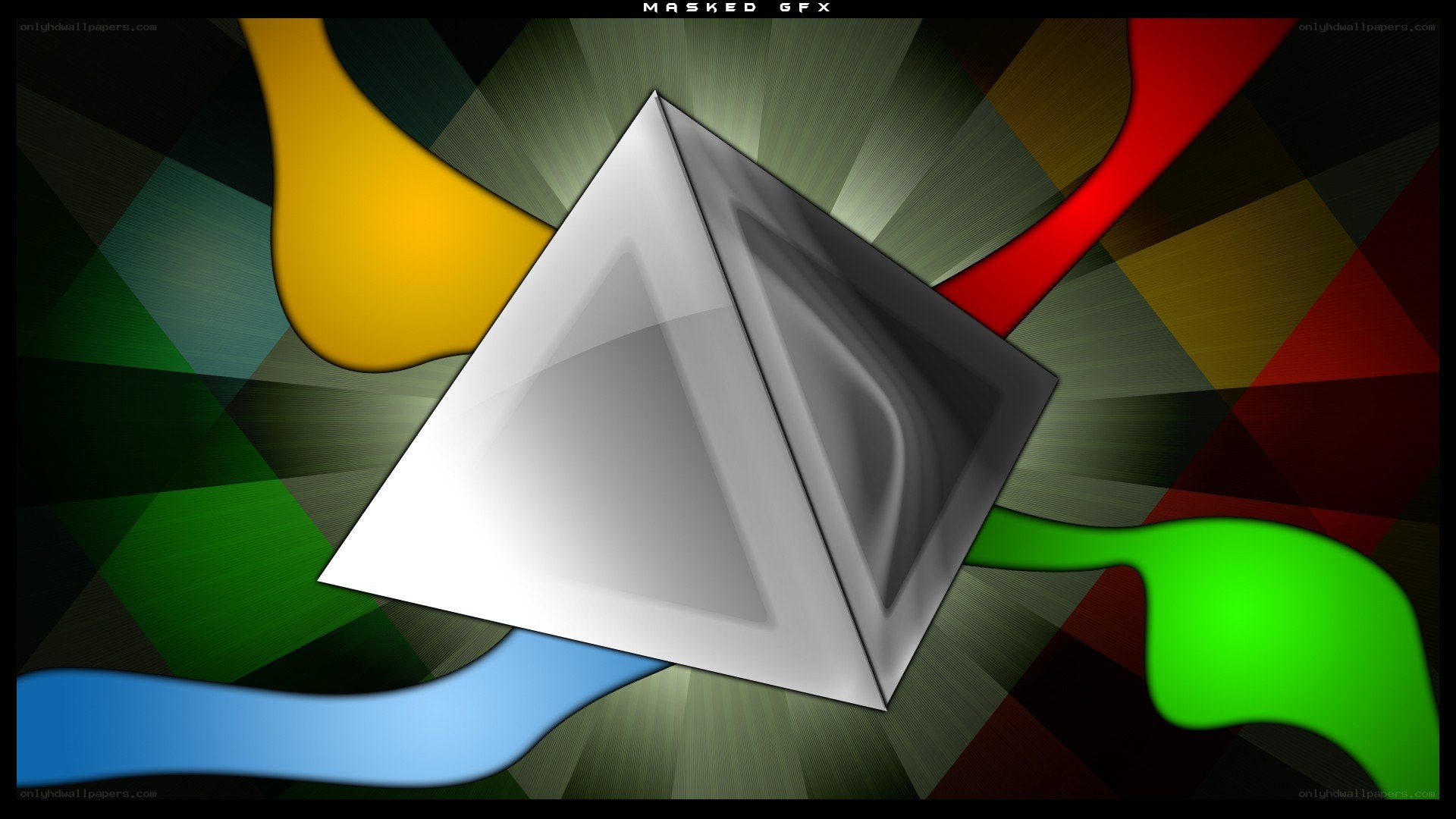 Abstract pyramid with colorful background