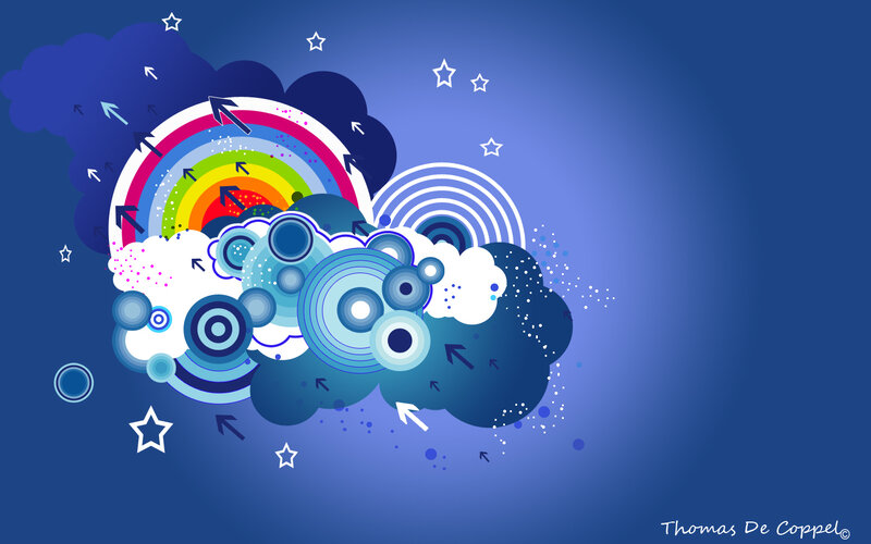 abstract rainbow cloud design