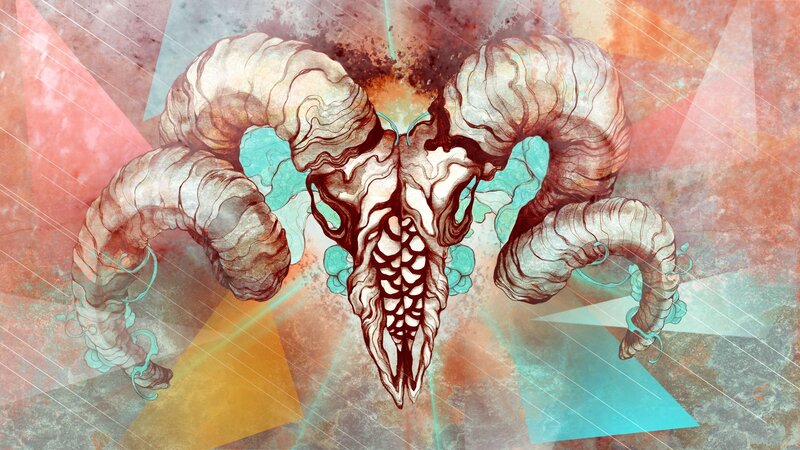 abstract ram skull art