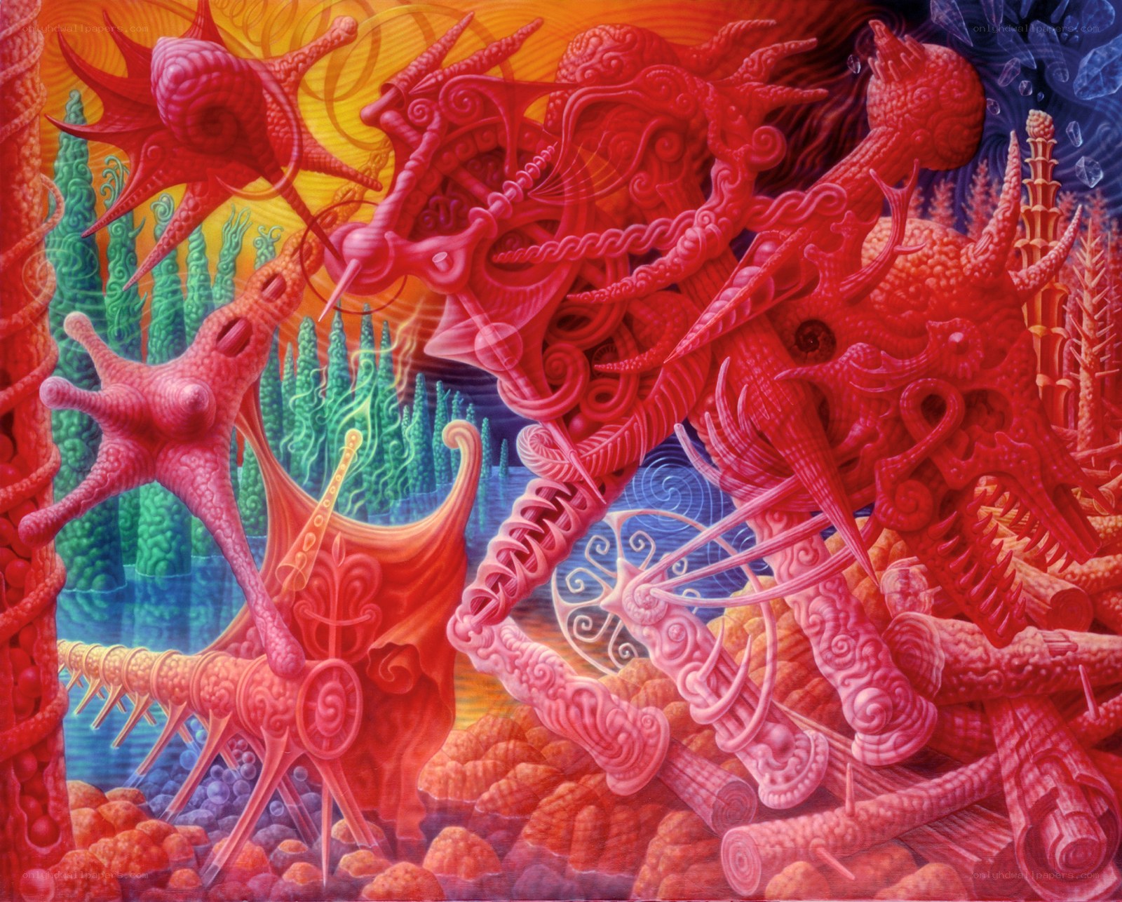 Abstract red alien landscape