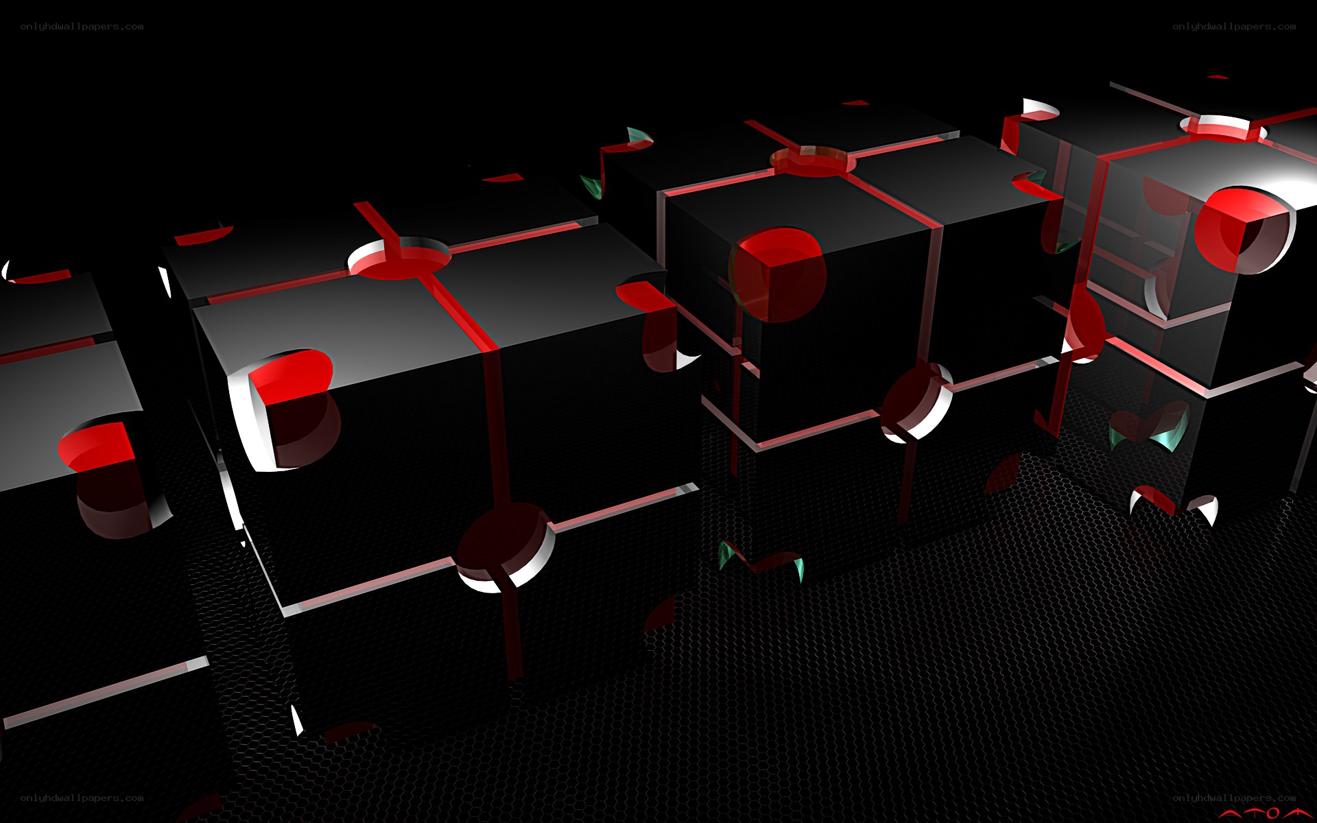Abstract red and black cubes