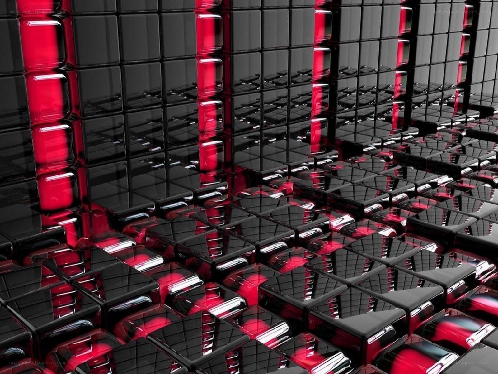 Abstract red and black cubes