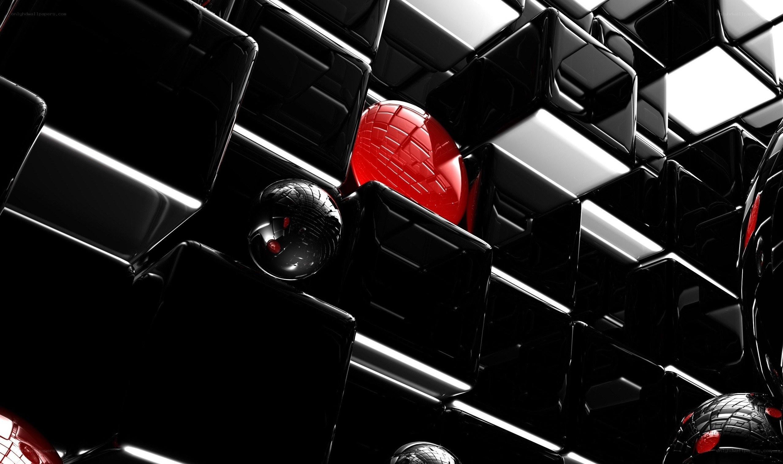 Abstract red and black cubes