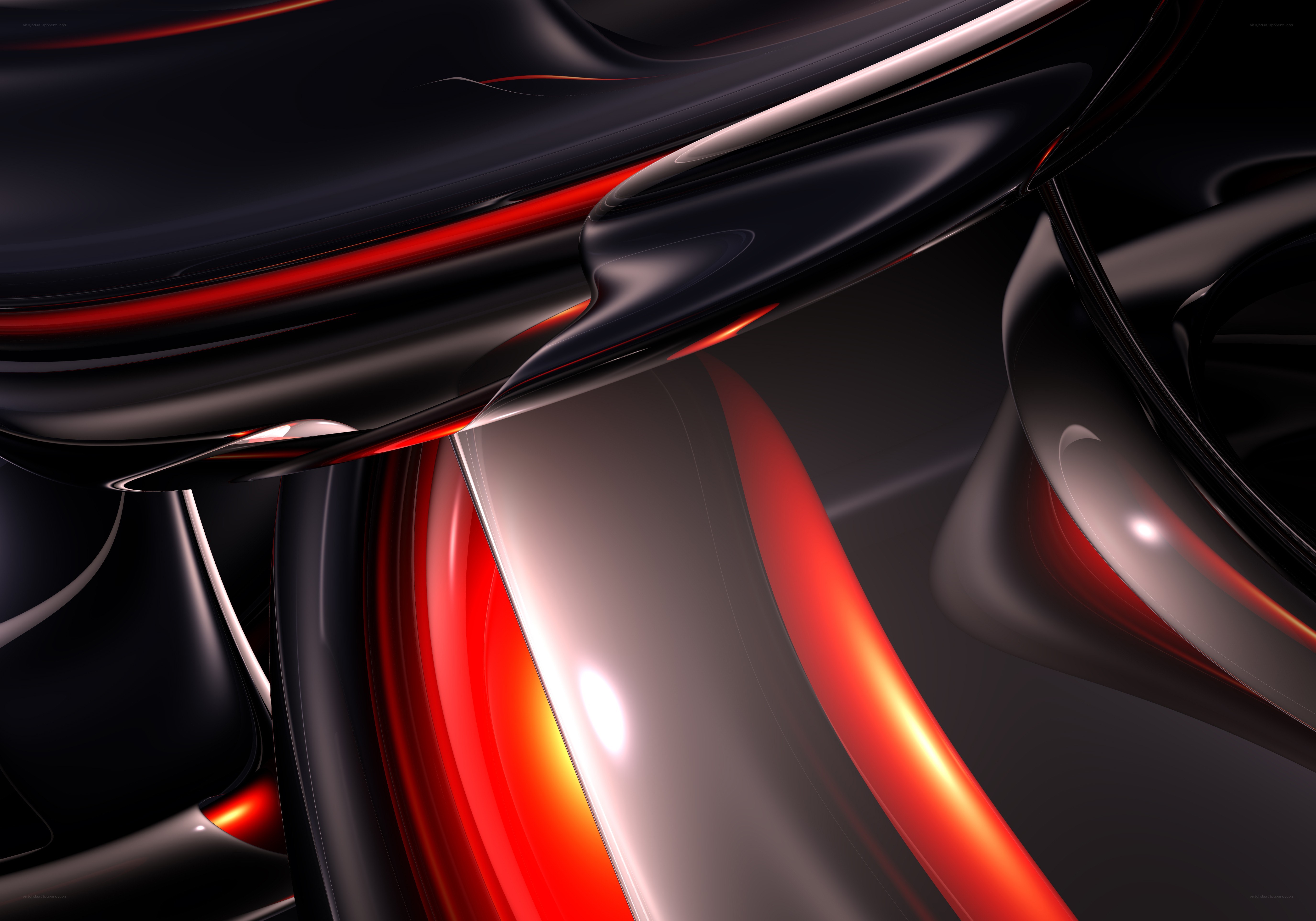 Abstract red and black curves