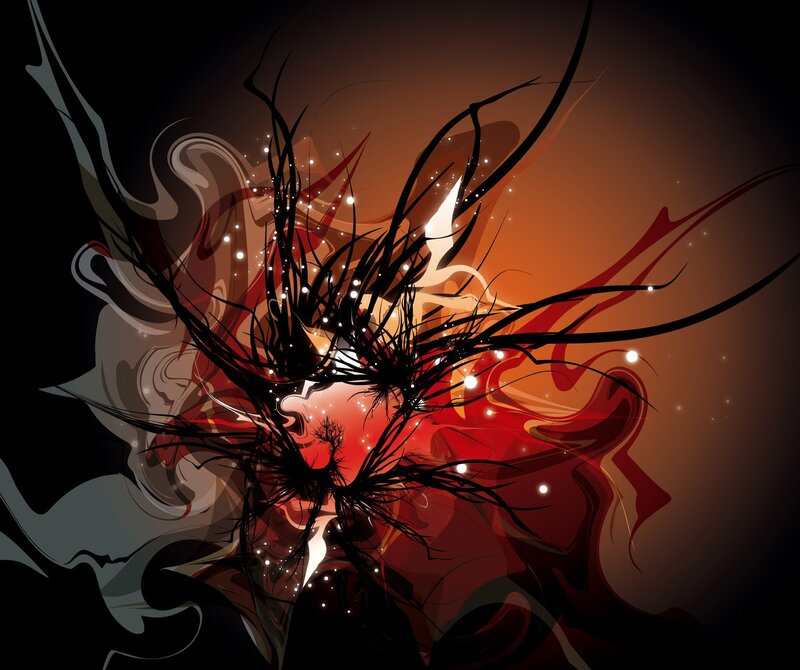 Abstract Red and Black Design — Dramatic, Digital Art
