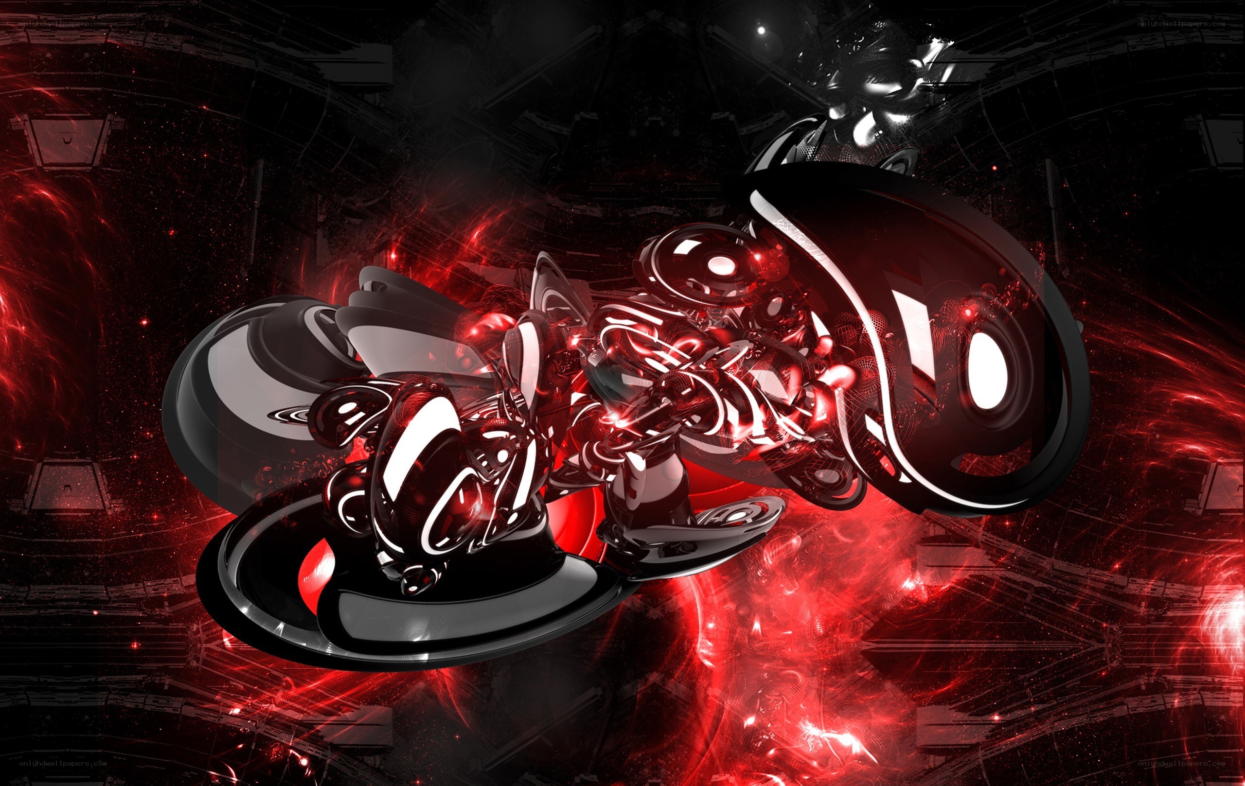 Abstract red and black digital art