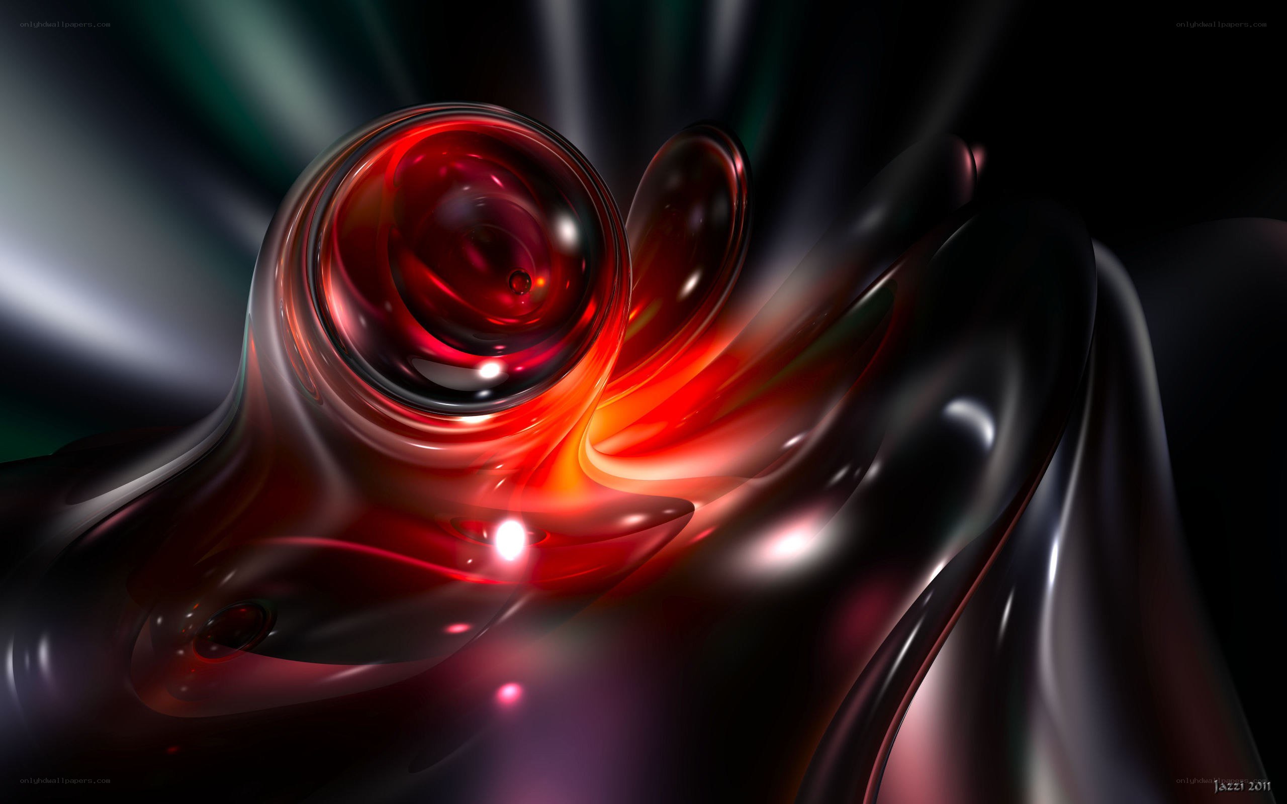 Abstract red and black fluid art