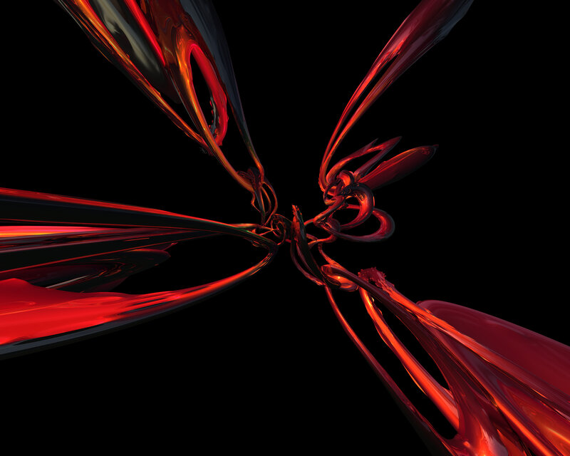 Abstract red and black fluid forms