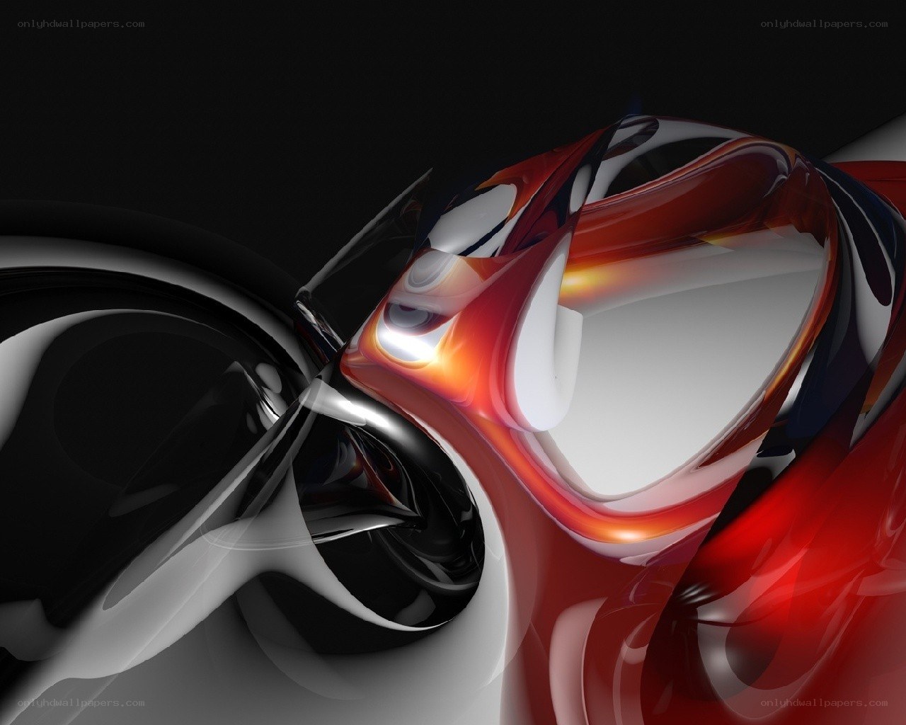 Abstract red and black fluid shapes