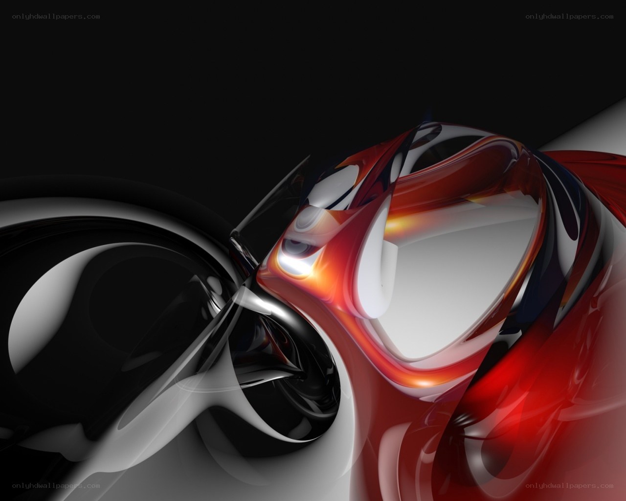 Abstract red and black fluid shapes