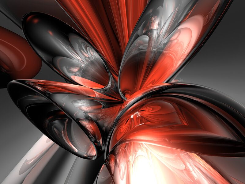 Abstract Red and Black Form — Dramatic, Digital Art, Gray