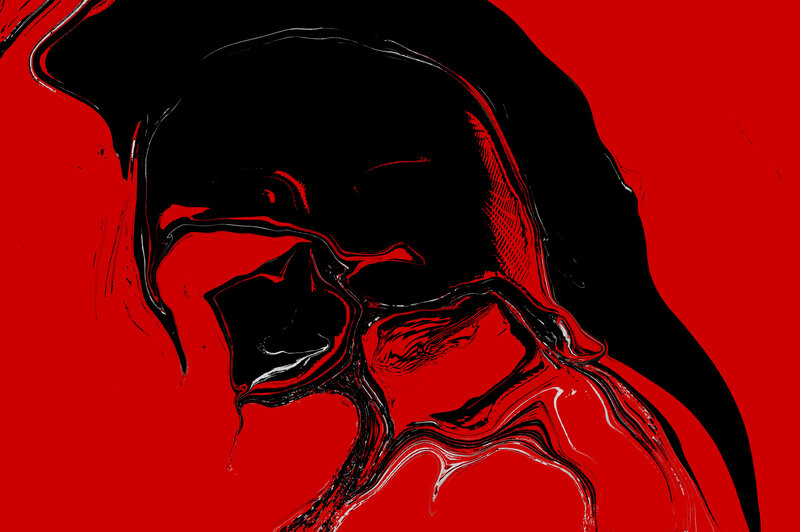 Abstract Red and Black Form — Dramatic, Digital Art
