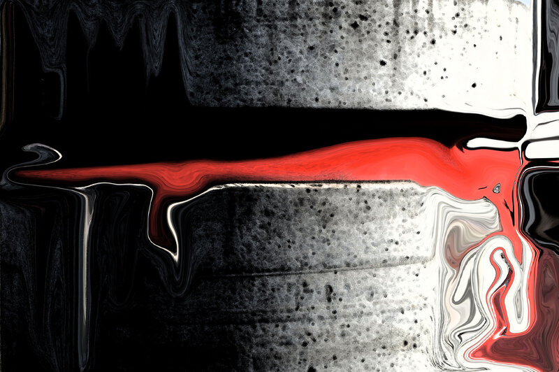 Abstract Red and Black Form — Dramatic