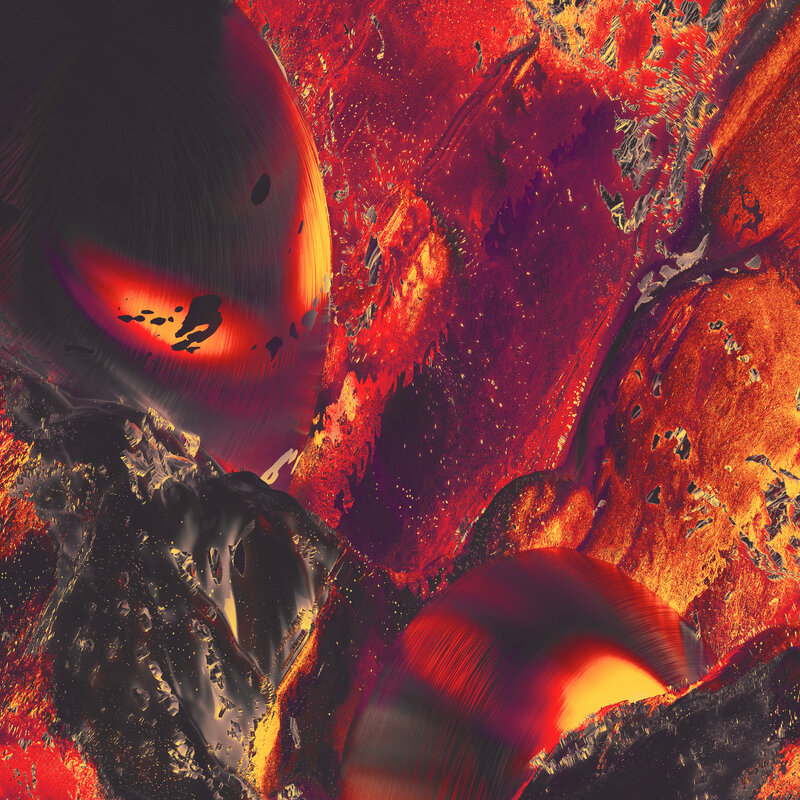 Abstract Red and Black Forms — Dramatic