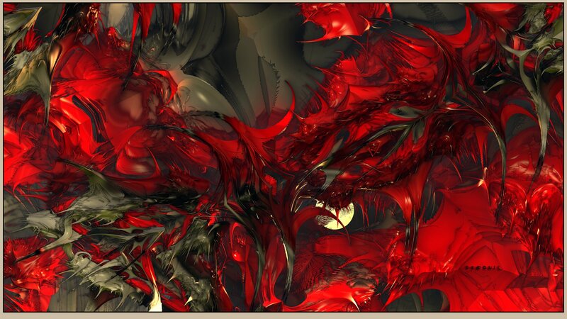Abstract red and black fractal art