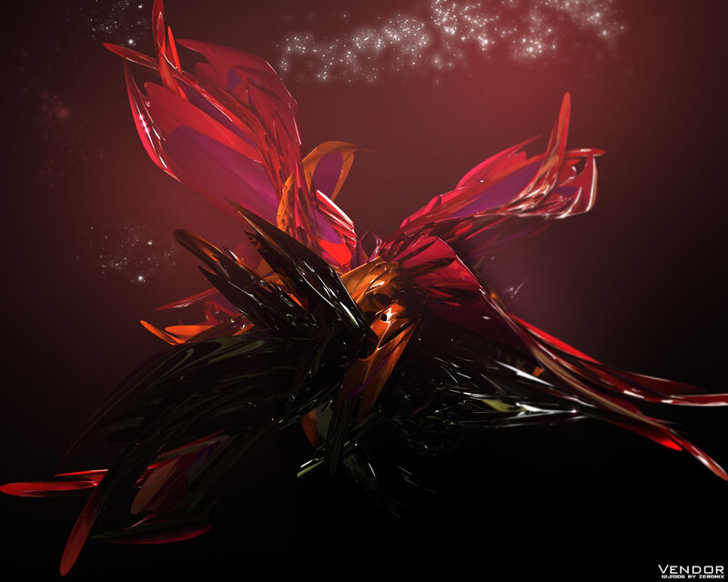 Abstract red and black fractal design
