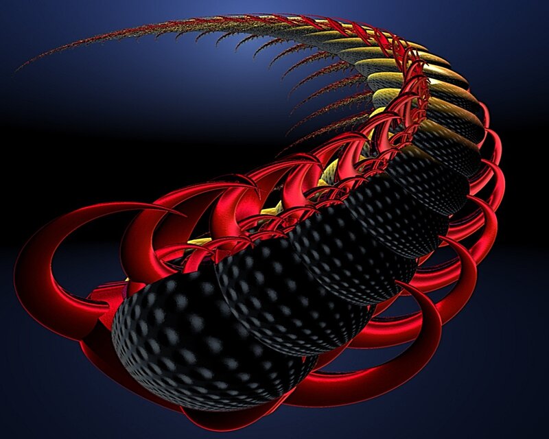 Abstract red and black fractal sculpture