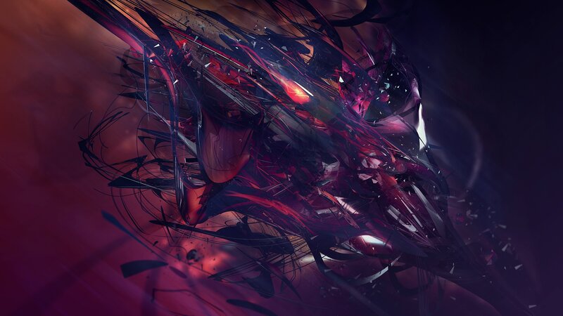 Abstract Red and Black Fragments