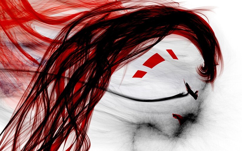abstract red and black hair art