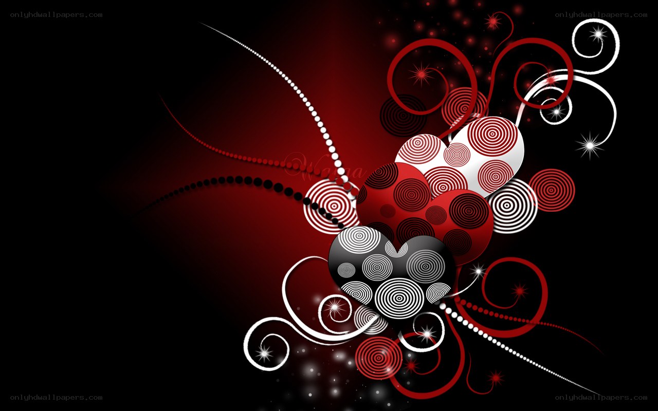 abstract red and black hearts