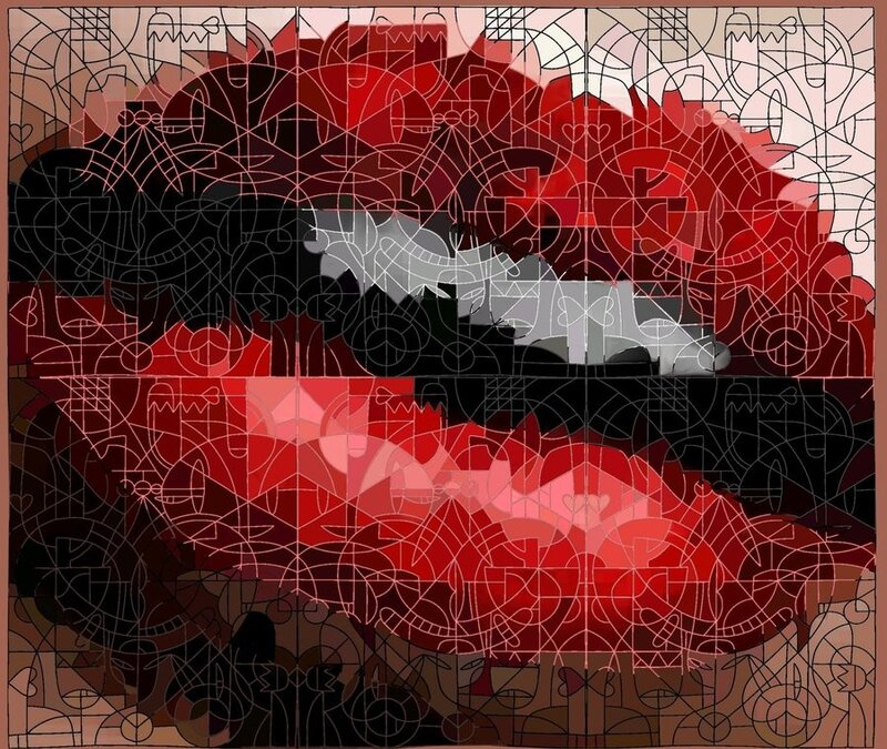 Abstract Red and Black Lips
