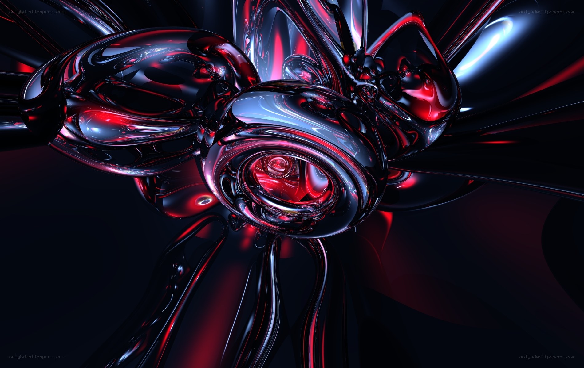 Abstract red and black liquid shapes