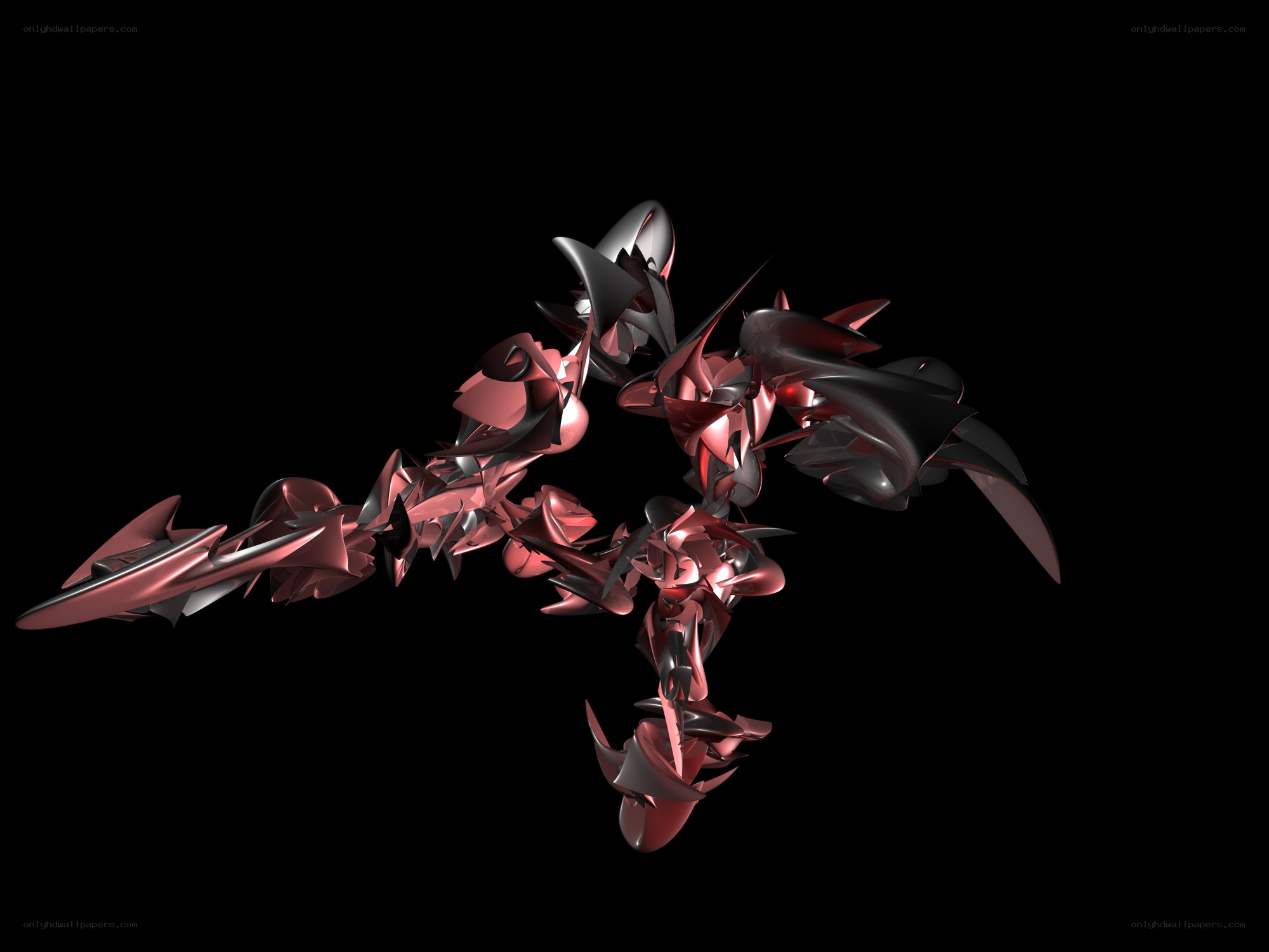 abstract red and black mechanical sculpture