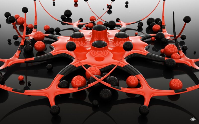abstract red and black network