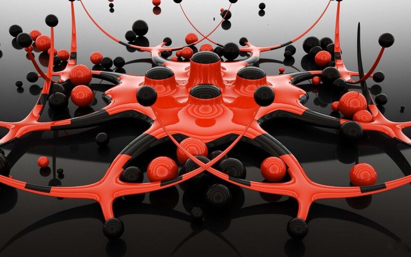 Abstract red and black network
