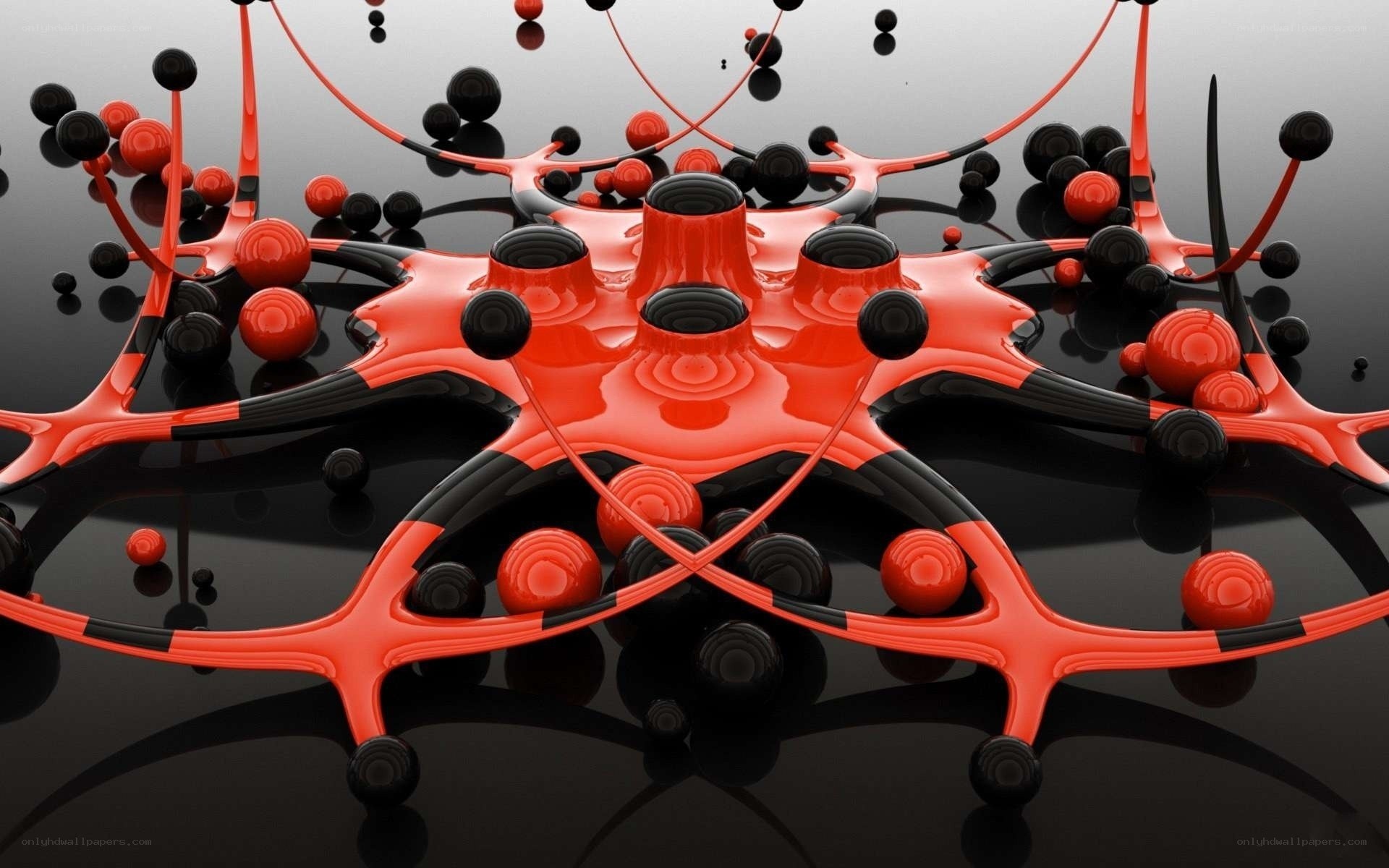 Abstract red and black network