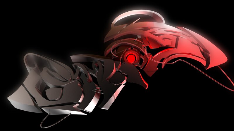 Abstract Red and Black Object — Dramatic